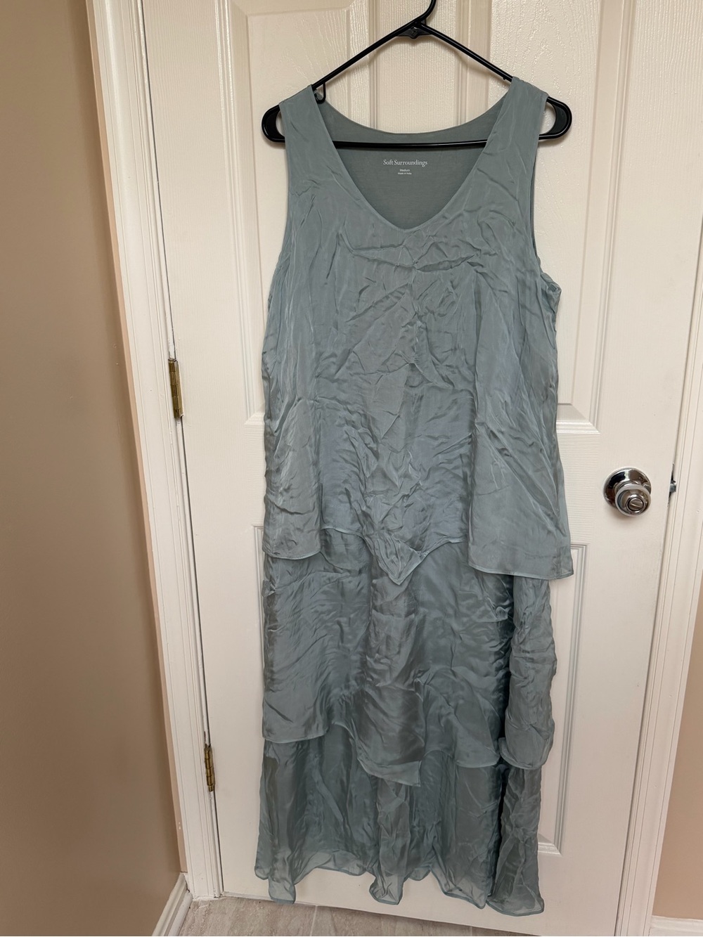 Soft Surroundings Light Sage Layered V-Neck Maxi Dress